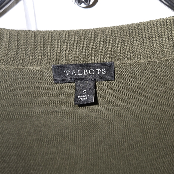 Talbots open front green striped cardigan, Size small - Picture 4 of 5